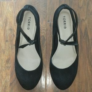 Torrid Black Wedge Shoes Ankle Strap